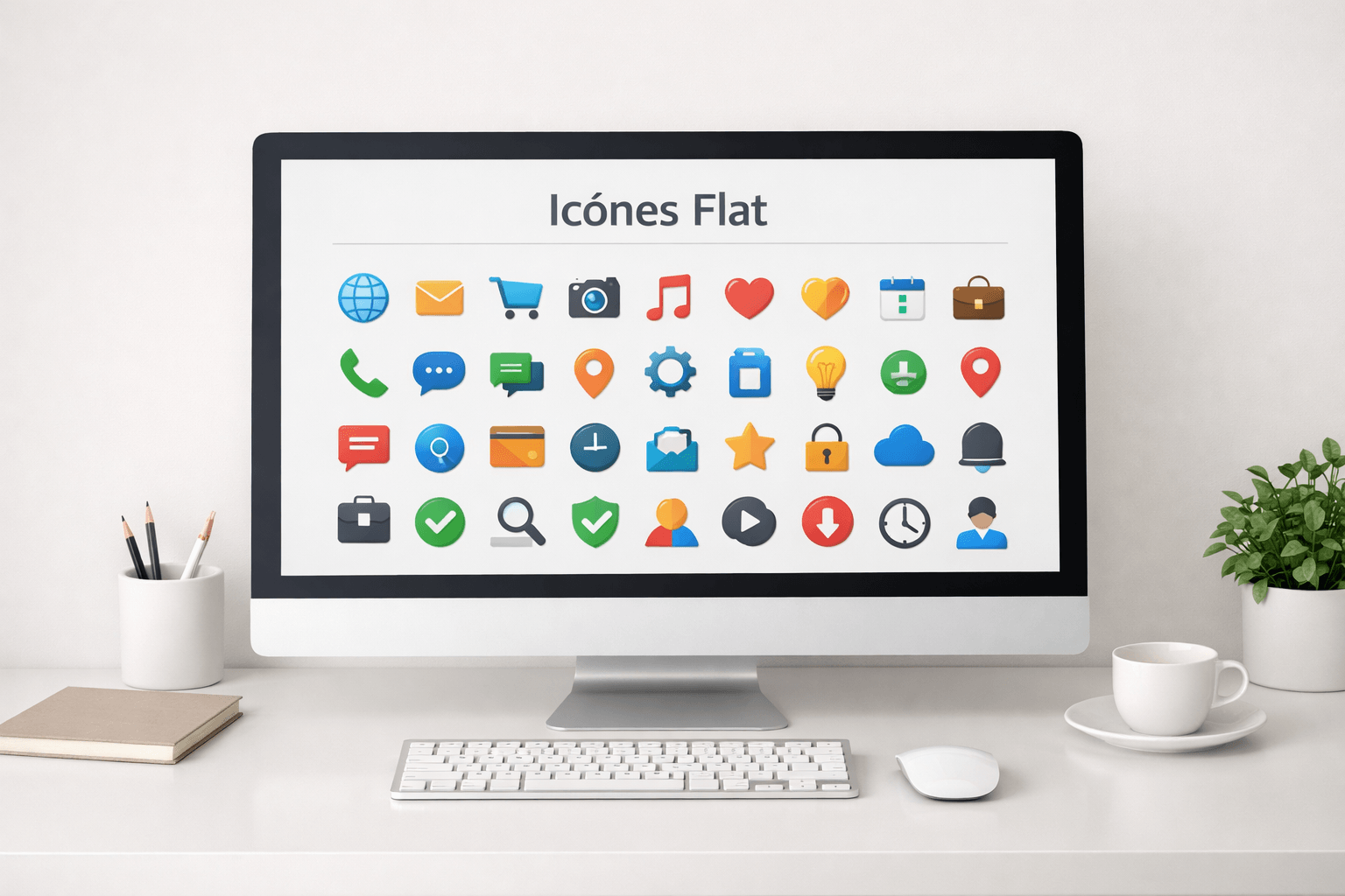 Bibliothèque d’icônes flat modernes pour design web et mobile