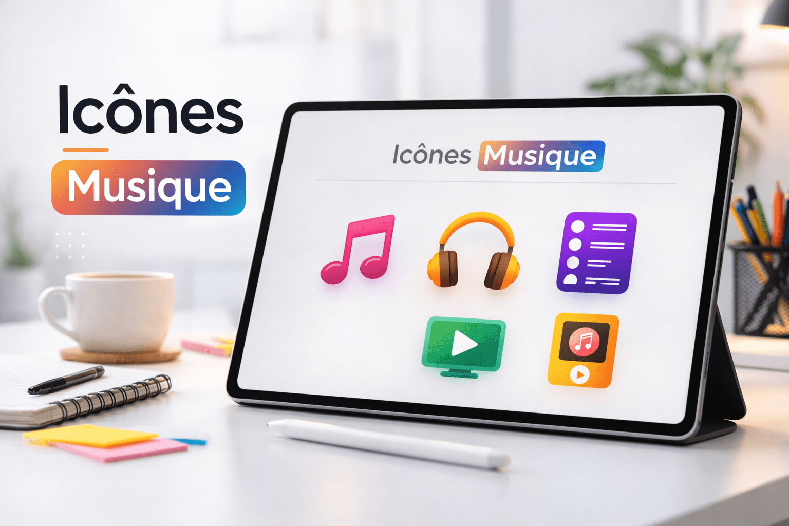 Icônes musique modernes pour lecteur audio et site web