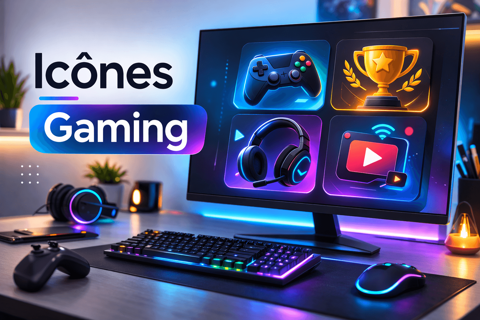 Icônes gaming modernes pour jeux vidéo et e-sport